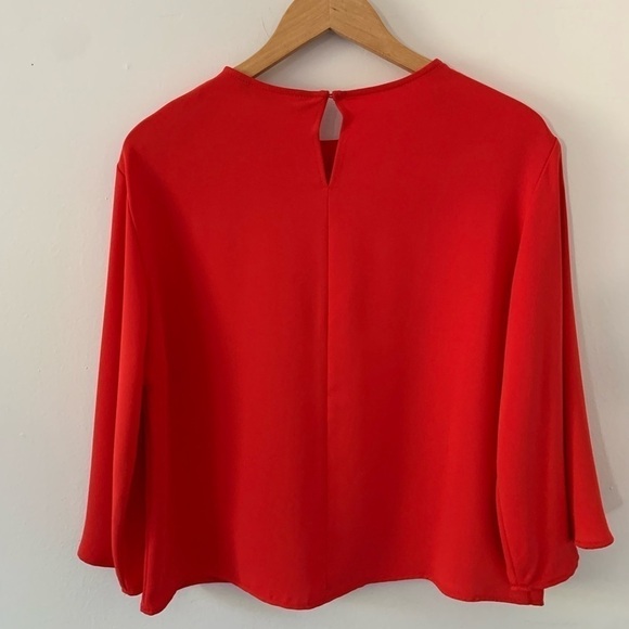 Zara Women’s Red Long Sleeve Blouse with Pearl Accent Buttons in Size M - Picture 2 of 5